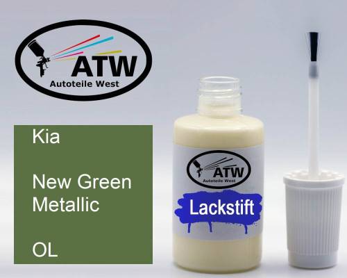 Kia, New Green Metallic, OL: 20ml Lackstift, von ATW Autoteile West.